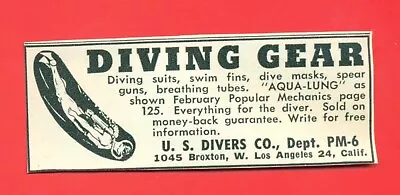 1951 DIVING GEAR U.S. Divers Co. Los Angeles CA Vintage Print Ad SV2. • $8.48