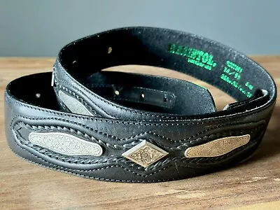 Vintage Resistol Silver Concho Black Men's Full Grain Leather Belt Black Size 34 • $25