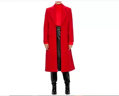 Veronika Maine Red Wool Coat - Size 14 New With Tags RRP $829 • $285