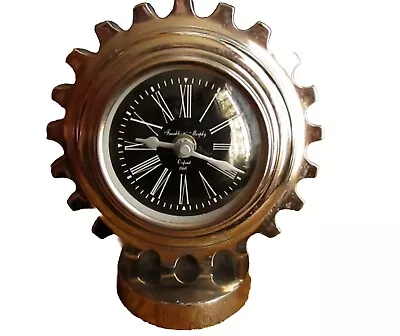 Mechanic Gear Metal Franklin & Murphy 6 1/2  Chrome Desk Clock Oxford 1868 • $47.09