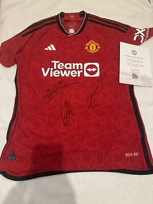 Manchester United Signed Shirt Club Coa RASMUS MAINOO AND GARNACHO  • $621.68