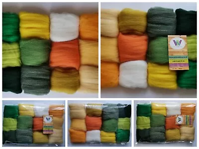 Set T* Pure Merino Wool Tops For Felting Bundle Packs Of 12 Colours 60 G • £6.90