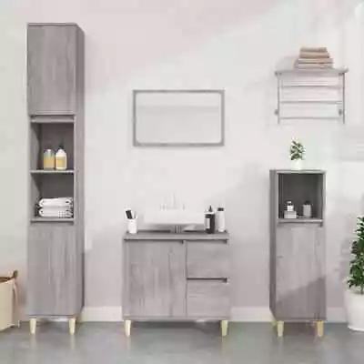 Bathroom Vanity Cabinet Wooden Basin Sink Storage Grey Sonoma 65x33x60cm • $90.74