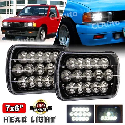 Pair DOT 180W 7x6  Black LED Headlights Hi-Lo Beam For Isuzu Pickup 1982-1995 • $37.72