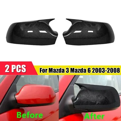 2Pcs For Mazda 3 6 2003-2008 OX Horn ABS Carbon Fiber RearView Mirror Cover Trim • $31.79