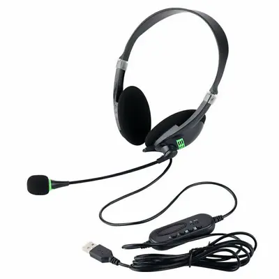 £11.51 • Buy USB Wired Headset Headphones With Microphone Mic For Skype Call Centre PC Laptop