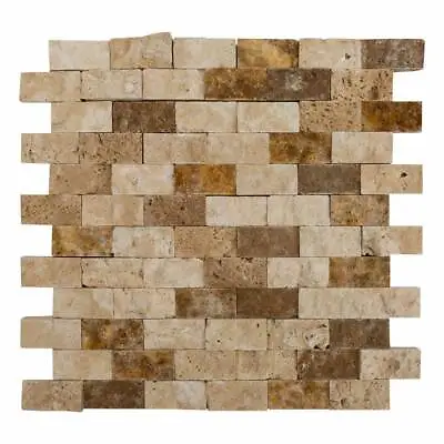 Noce Beige Gold Splitface Travertine Mosaic - 1 X2 X5/8  - 1 Pcs 4 X4  Sample • $9.90