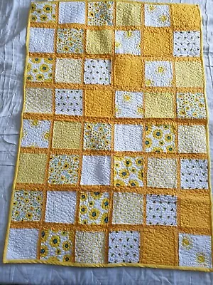 Hand Made Baby Cot Quilt Bees And Sunflowers 🌻  Yellow • £20