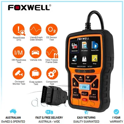 FOXWELL NT301 Car Engine OBD2 Code Reader Diagnostic Scan Tool Fit MERCEDES-BENZ • $78.01