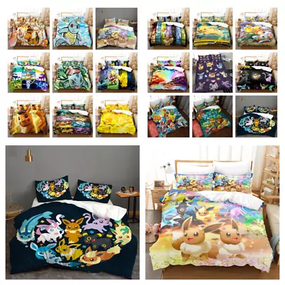 Pokémon Doona Cover Set Soft Bedding Set Gifts Bedroom Decor S/D/Q/K Kid Pikachu • $84.59