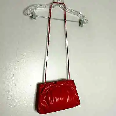Vintage 1960s MM Morris Moskowitz Red Leather Bow Tie Handbag Crossbody • $50