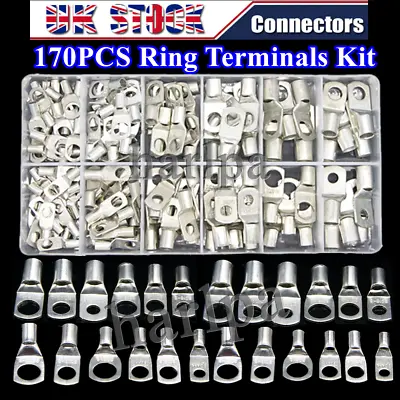 170x Copper Battery Cable End Eyelet Ring Lug Terminal Wire Connector Crimp Kit • £17.69