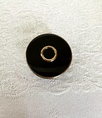 $12 • Buy Vintage Charles Of The Ritz Black & Gold Tone Blush  Compact W/puff Almost Full
