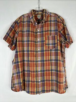 J Crew Indian Madras Button Down Shirt Mens Size XL Plaid Short Sleeve  • $24.77