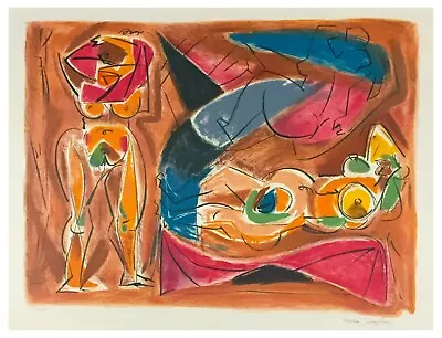 Signed Original ANDRE MASSON Limited Edition Color Lithograph  ODALISQUE  1975 • $850