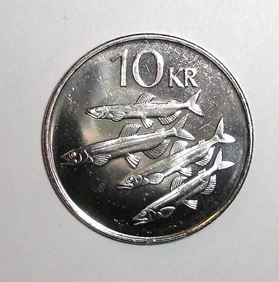 1996 Iceland 10 Kronur Coin Capelins Fish Animal Wildlife • $2.47