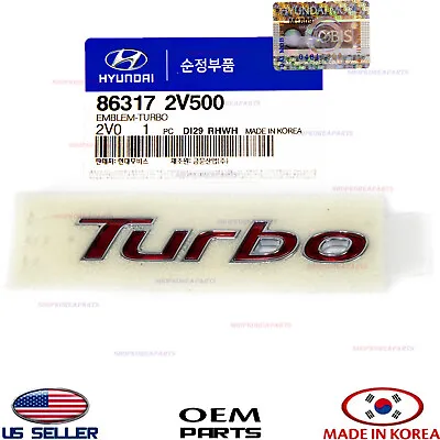 EMBLEM Badge Liftgate Tailgate REAR TURBO GENUINE VELOSTER 2013-2017 863172V500 • $199.99