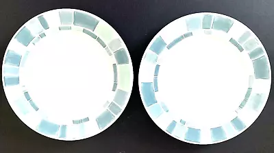 VTG Tabletops Gallery Mosaic Hand Painted Green Teal Blue Dinner Plate Set Of 2 • $11.97