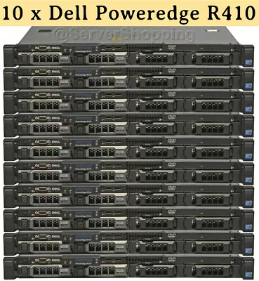 £499.99 • Buy 10x Dell PowerEdge R410 Server 2x Intel Xeon Quad Core 16GB DDR3 SAS 6/IR 500W