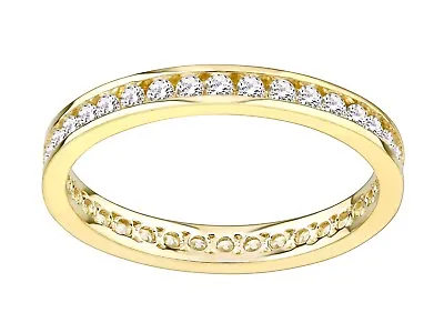 9ct Yellow Gold 0.50ct Full Eternity Wedding Ring Size J - S - Simulated Diamond • £79.95