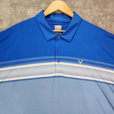 Callaway Shirt Mens 3XLT Blue Colorblock Spread Collar Opti Dry Golf Polo • $19.87