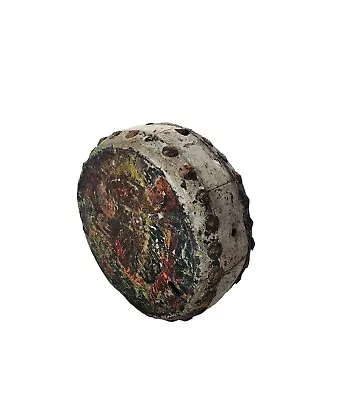 $125 • Buy ANTIQUE CHINESE EXPORT TOY DRUM LEATHER WOOD HANDPAINTED Patina