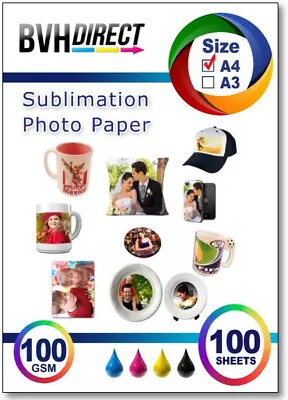 £16.99 • Buy BVH Direct A4 Sublimation Paper 100gsm (100 Sheets) For EPSON, RICOH, And... 