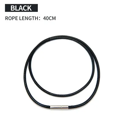 $4.70 • Buy Men Women Black Leather Cord Choker Stainless Necklace Rope (Steel Turn & Click)