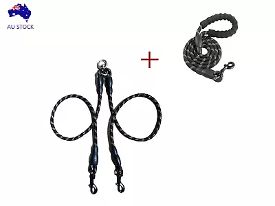 $14 • Buy Double Dog Coupler Twin Lead 2 Way Strap Two Pet Dogs Walking Leash 