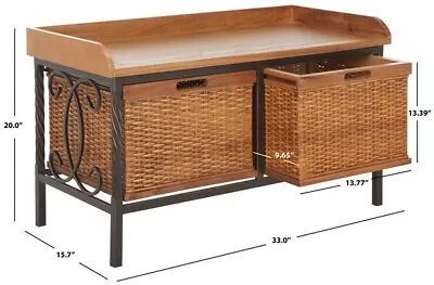 Safavieh 2 Drawer Wooden Storage Bench Reduced Price 2172723007 AMH6528C • $148