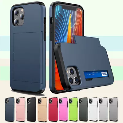 $10.65 • Buy Card Slot Phone Case For IPhone 14 13 12 11 Pro Max XS XR X 7 8 Plus Back Cover
