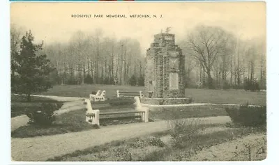 Metuchen New Jersey-roosevelt Park Memorial-b/w-linen-(nj-m) • $3.35