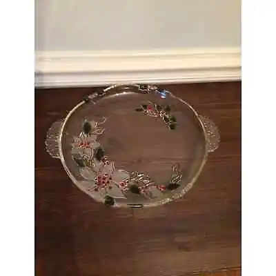 Mikasa Holiday Bloom 15.75” Crystal Poinsettia Platter Christmas • $27.08