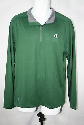 011X03 Champion T7949 Mens Vapor 3/4 Zippered Pullover Shirt MD Green • $19.04