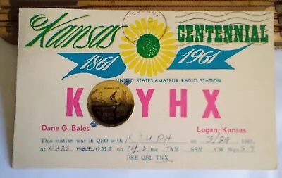 QSL Card KOYHA LoganKansas Dated March1961Centennial GC QSL • $3.25