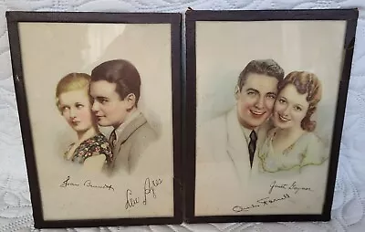 Two Framed Vintage 1930s Tinted Old Movie Photos Gaynor Farrell Ayres Bennett • $34.85