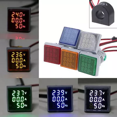 AC 60-500V 0-100A 22mm 3 In 1 Voltmeter Ammeter LED Light Digital Volt AMP Meter • £7.69