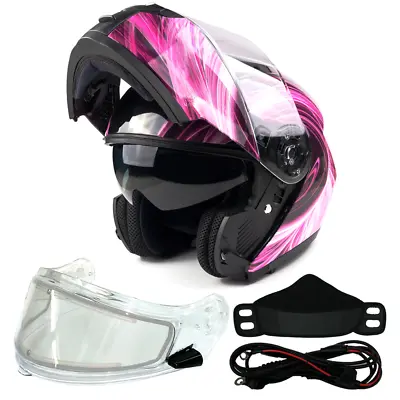 Pink Modular Snowmobile Helmet Electric Shield DOT Adult Sledding Snow Machine • $135