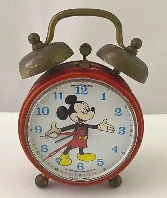 Vintage Walt Disney Time Mickey Mouse Phinney Walker Alarm Clock Metal W Germany • $19.99