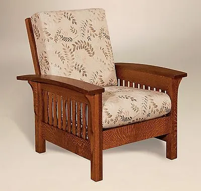 Amish Mission Arts & Crafts Accent Chair Empire Upholstered Solid Wood • $1758.90