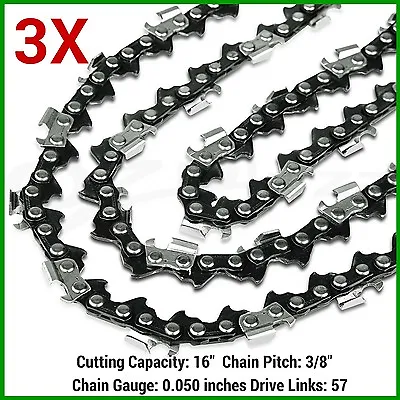 3x Chainsaw Chain 3/8lp 050 57dl For Ozito Chainsaw Pcs-406 Pcs-406a Pcs-406b • $39.99