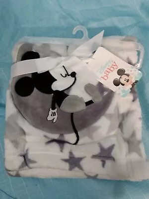 Lambs & Ivy Mickey Mouse Soft And Cozy Baby Blanket White/Gray 30x40 Inch  • $18