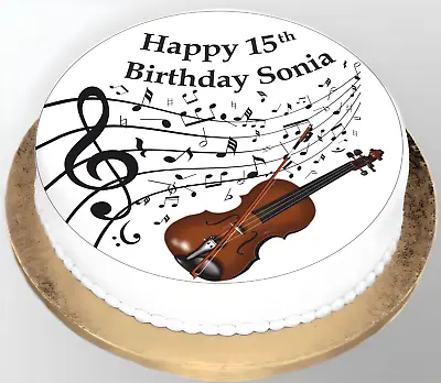 Violin Music Notes Personalised Edible Icing Sheet / Cake Topper 6-8  Round • £5.99