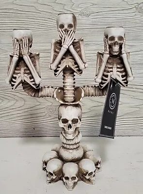Martha Stewart Halloween See No Hear No Evil Candelabra Skeleton Candle Holder • $34.99