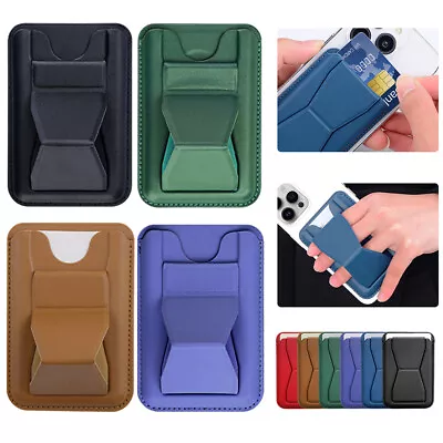 For IPhone 15 14 13 MagSafe Leather Wallet Card Holder Stand Magnetic Pouch Case • £6.98