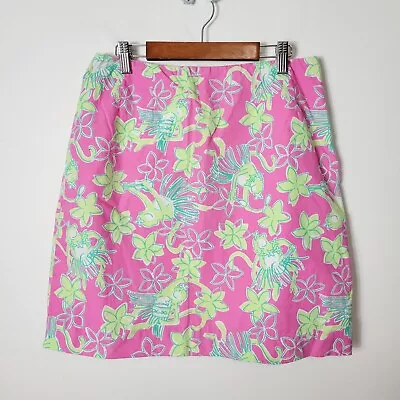 Lilly Pulitzer Size 8 Pink Floral Monkey Print Lined Mini-Skirt Vintage • $23.02