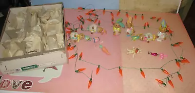 Vintage Group Of 14 Easter Tree Ornaments Rabbits Faux Carrot Lights • $25