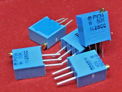 5x Potentiometer 50K Ohm 3/8  TRIMMER MURATA PV36W503C01B00 Now Bourns • £3.60