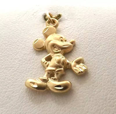 Walt Disney 14k Gold Mickey Mouse Charm Pendant Diamond Cut Solid Original • $269