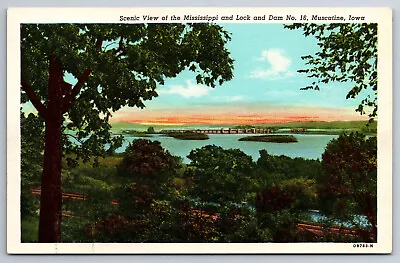 Vintage Postcard IAMuscatine Mississippi Lock Dam No. 16 ~8834 • $1.97